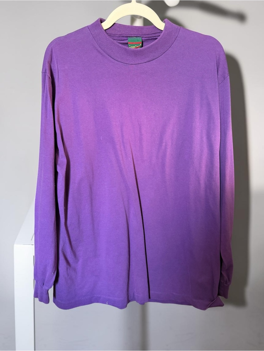 Vintage Cross Creek Purple Long Sleeve T-Shirt USA Made | Blank Minimalist Tee